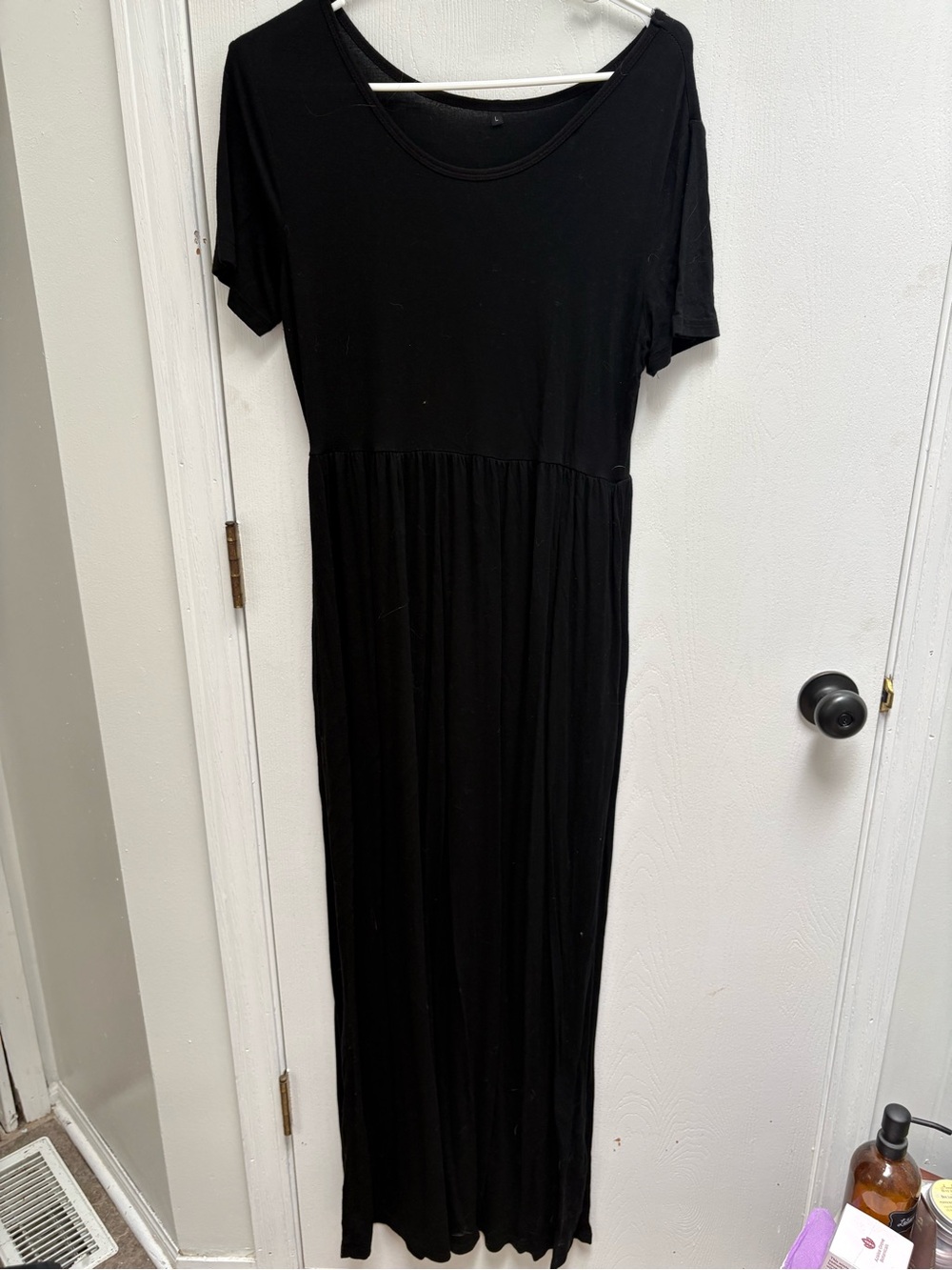 Versatile everyday Black Short-Sleeve Maxi Dress - dress up or down!